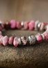 Pulsera Boho, Pulsera Elástica, Rodonita Corazón Rosa